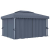 Altánok so závesom 4x3 m, antracitový, hliník-ForU-3053376