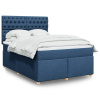Posteľný rám boxspring s matracom modrý 160x200 cm látka-ForU-3291344