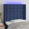vidaXL Čelo postele s LED modré 93x16x118/128 cm látka