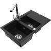 Mexen Gaspar granitový drez 1,5-komorový s odkvapkávačom a kuchynskou batériou Duero, čierny - 6507-77-671600-00