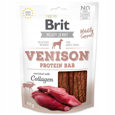 Pochúťka Brit Meaty Jerky Venison Protein Bar 80g