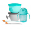 SKIPHOP Set jedálenský s om Easy-Feed Mealtime Set Teal Grey 6m+ 5 ks