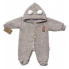 Baby Nellys Pletená kombinéza overal LUX STAR s kožúškom dvojvrstvová béžová