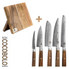 Sada 5 kuchyňských nožů SOK Cocobolo White Damascus + magnetický stojánek