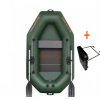 Čln Kolibri K-220 T zelený, lamelová podlaha a držiak motora