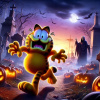 CUKROVÁ TLAČ jedlý obrázok na tortu Cukrová hmota Garfield Halloween 3 + MENO