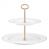 AMBITION Aura Gold 27 cm - dvojpodlažný porcelánový tanier na tortu