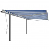vidaXL Ručne zaťahovacia markíza so stĺpikmi 4,5x3,5 m modro-biela