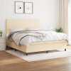 vidaXL Posteľný rám boxspring s matracom krémový 160x200 cm látka - Krémová - 106134-206241