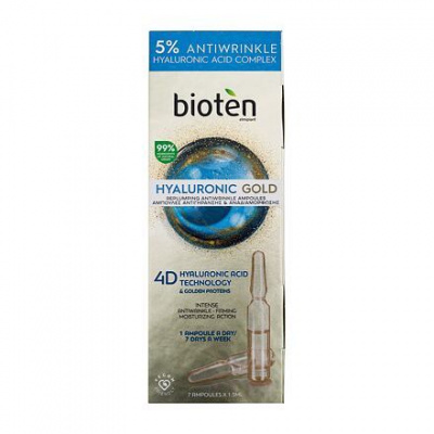 Bioten Hyaluronic Gold Replumping Antiwrinkle Ampoules vyplňující pleťové ampulky proti vráskám 7x1,3 ml pro ženy