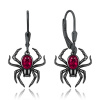 MINET JMAS0306BE00 - Moderné čierne ródiované náušnice pavúky s červenými zirkónmi