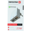 Nabíjací adaptér Swissten 2 x USB, Quick Charge 3.0, max 23W biely