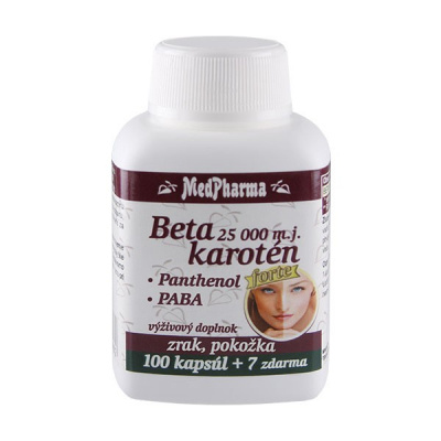 Beta karotén 25 000 m.j. + pantenol + PABA MEDPHARMA 107 kapsúl