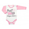 Body dlouhý rukáv s vtipným textem Baby Nellys, Psst! Dobíjím baterie, holka - 62 (2-3m)