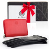 Peňaženka - Betlewski Peňaženka Prírodná koža Čierna, červená Gld-LG-1 L, BPD-DZ-361 Red, produkt Bokard-Women (Betlewski peňaženka dámske rukavice sada darčekov)