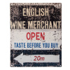Clayre & Eef Čiernobiela antik nástenná kovová ceduľa English Wine Merchant - 20*1*25 cm - Clayre & Eef