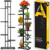 Držiak Na Kvetináč kovový čierny 8-poschodový 141 cm industriálny
