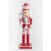 Drevená figúrka Luskáčik 25 cm-ový bielo-červený so žezlom