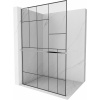 Mexen Kioto+ L, sprchová zástena Walk-In s poličkou a vešiakom 90 x 200 cm, 8mm číre sklo čierny vzor, chrómový profil, 800-090-123-01-78