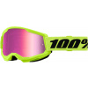 100% Strata 2 Neon Yellow, okuliare - Pink Mirror Lens