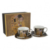 HOME ELEMENTS Porcelánová šálka a podšálka Klimt Bozk tmavý 2 x 250 ml