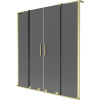 Mexen Velar L Duo, 2-krídlová posuvná vaňová zástena 140 x 150 cm, 8mm šedé sklo, zlatá matná, 896-140-003-42-55