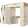 Multifunkčná poschodová posteľ DIRARO, ľavá, dub endgrain/betón sivý