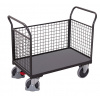 Variofit Plošinový vozík s dvoma madlami a bočnou stenou mrežovanou, Variofit, do 500 kg, 119 x 70 x 101,5 mm, modrá/antracit Farba: antracit RAL7016