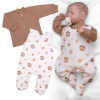 Baby Nellys | Kojenecké dupačky s košilkou, bavlna, Ježek, ecru/hnědá - 62 (2-3m)
