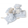 INTERBABY | Deka mäkká guličky + prítulka + medvedík - MODRÁ