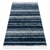 Eoshop Koberec UNION 4080 Pruhy modrý / krém - střapce, Maroko Shaggy (Velikost: 160x220 cm)