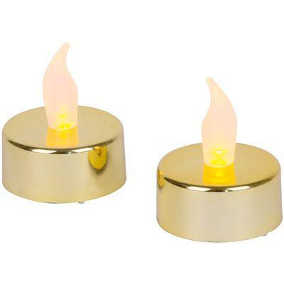 Sviečky MagicHome Vianoce, LED čajové, sada 2 ks, zlaté, na hrob, pohyblivý plameň