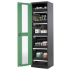 Skriňa na chemikálie Systema CS-55LG, dverový záves vľavo, 5 výsuvných vaní, zelené presklené dvere