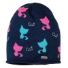 AJS čiapka prechodná tmavomodrá s mačičkami