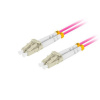 LANBERG optický patch cord MM LC/UPC-LC/UPC duplex 5m LSZH OM4 50/125 průměr 3mm, barva magenta FO-LULU-MD41-0050-VT