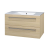 Mereo Bino, kúpeľňová skrinka s keramickým umývadlom 101 cm, dub Sand Barbera CN632