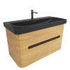 Swiss aqua technologies Koupelnová skříňka s umyvadlem SAT Fusion 97,5x53x45 cm dub medový mat SATFUS2100DMBKMB