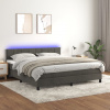 vidaXL Posteľ boxsping s matracom a LED tmavosivá 180x200 cm zamat - Sivá - 107307-207420