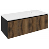 Sapho LOREA skrinka s umývadlom 121x46x51,5cm (30+90cm), pravá, dub collingwood/čierna matná LE090-1935-R-03