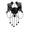 B-TOP Dámsky náhrdelník choker GOTHIC s ružou - čierna