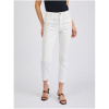 Biele dámske orezané džínsy typu mom fit