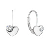 Strieborné visiace náušnice so Swarovski kryštálmi srdiečka 31299.1 biele