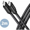 AXAGON BUCM3-CM20AB, SPEED kabel USB-C USB-C, 2m, USB 3.2 Gen 1, PD 60W 3A, ALU, oplet, černý