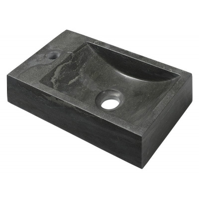 Sapho BLOK kamenné umývadlo 40x10x22 cm, otvor vľavo, čierny Antracit SPH 2401-38