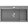 Mexen Omar žulový kuchynský drez s 1 komorou 800 x 480 mm, sivý, sifón chróm - 6520801005-71