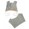 Baby Nellys | Pletená čepice s bavlněnou podšívkou a šátkem 2v1, Teddy Hand made - šedá - 68, 74 (6-9m)