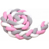 T-TOMI Pletený mantinel 180 cm, white / grey / pink