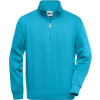 James & Nicholson | JN 831, Pracovná mikina s 1/2 zipsom, modrá Turquoise, 6XL