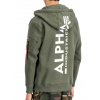 Alpha Industries BACK PRINT ZIP HOODY dark olive pánska mikina Farba: zelená, Veľkosť: 3XL
