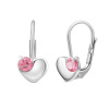 Stříbrné náušnice srdce s růžovým Swarovski Zirconia SILVEGO70462P